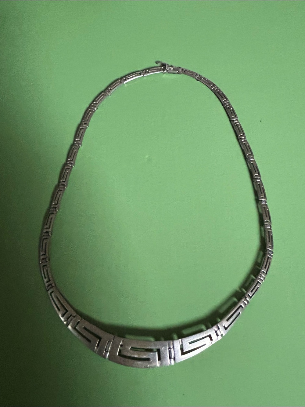 Sterling Silver Greek Key  Link Necklace - Silver